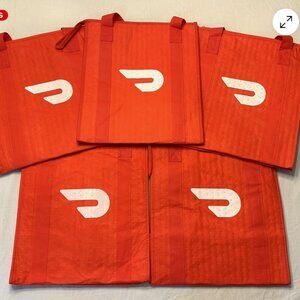 Lot of 5 ~ DOORDASH ~ 13x15x9 ~ Zippered Insulated Delivery Bag / Tote ~